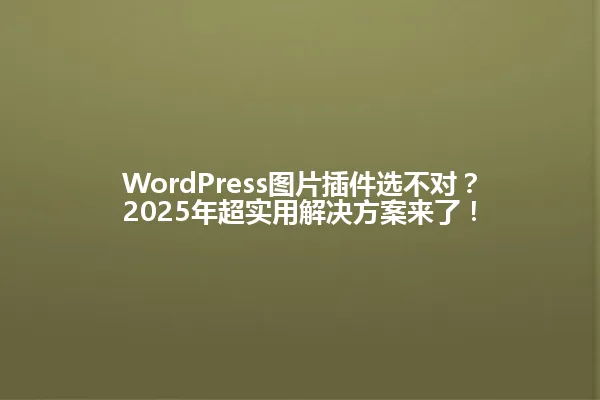 WordPress图片插件选不对?2025年超实用解决方案来了! 一