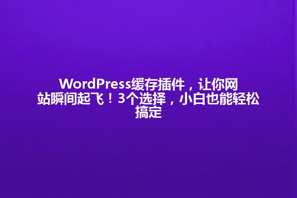 WordPress缓存插件,让你网站瞬间起飞!3个选择,小白也能轻松搞定 一