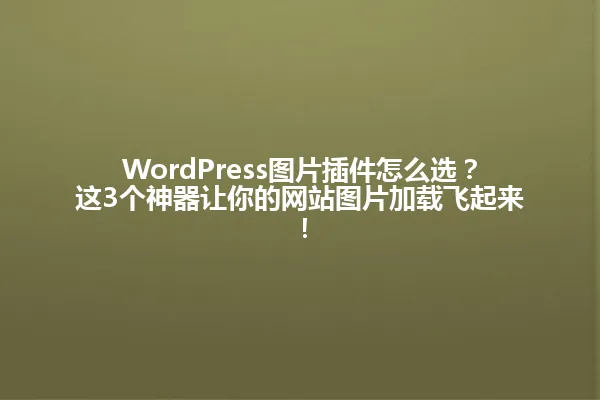 WordPress图片插件怎么选？这3个神器让你的网站图片加载飞起来！ 一