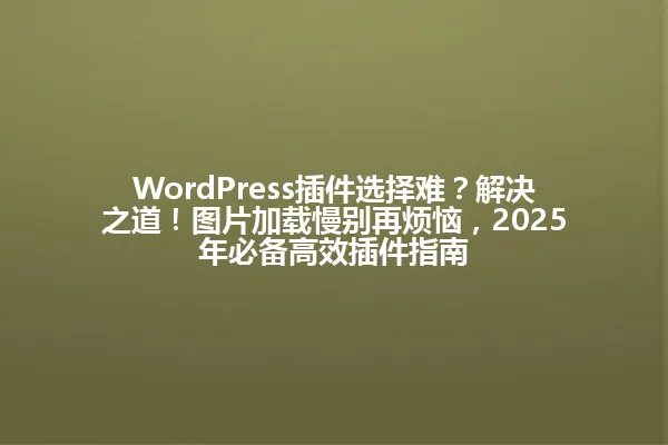 WordPress插件选择难？解决之道！图片加载慢别再烦恼，2025年必备高效插件指南 一