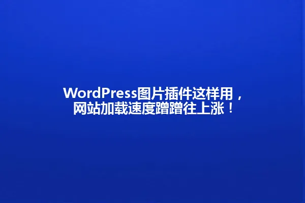 WordPress图片插件这样用,网站加载速度蹭蹭往上涨! 一