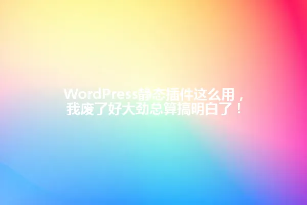 WordPress静态插件这么用,我废了好大劲总算搞明白了! 一