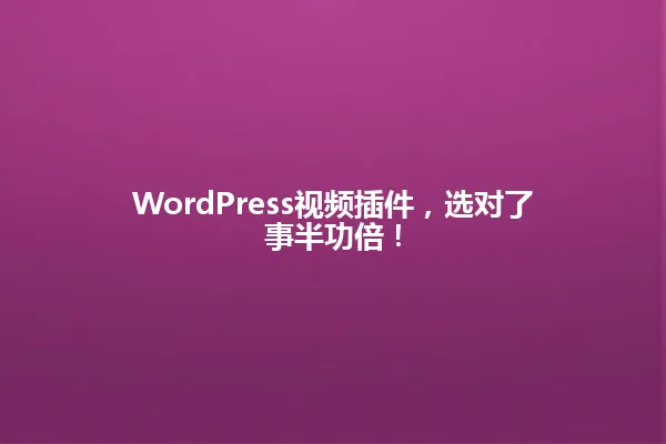 WordPress视频插件，选对了事半功倍！ 一