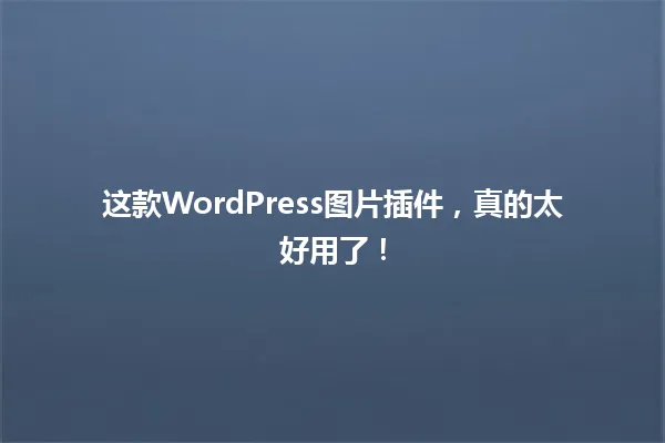 这款WordPress图片插件,真的太好用了! 一
