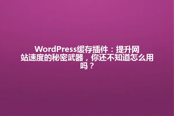 WordPress缓存插件:提升网站速度的秘密武器,你还不知道怎么用吗? 一