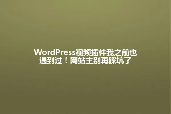 WordPress视频插件我之前也遇到过!网站主别再踩坑了 一