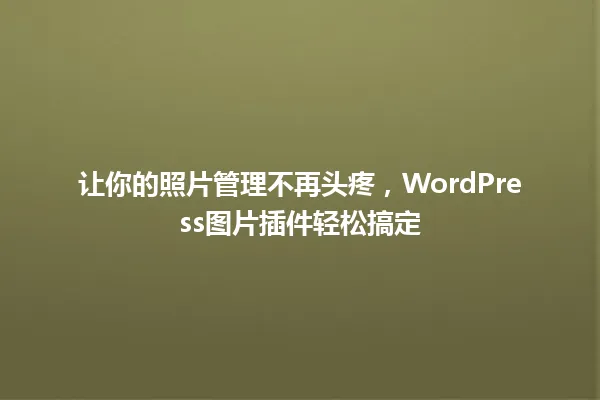 让你的照片管理不再头疼,WordPress图片插件轻松搞定 一