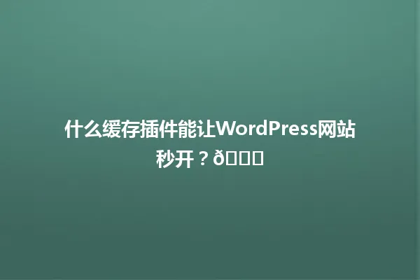 什么缓存插件能让WordPress网站秒开?🚀 一