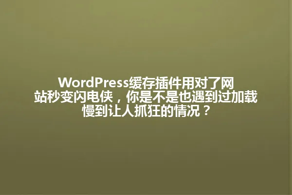 WordPress缓存插件用对了网站秒变闪电侠,你是不是也遇到过加载慢到让人抓狂的情况? 一