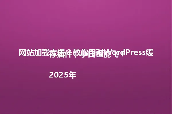 网站加载太慢?教你用对WordPress缓存插件,小白也能飞!
2025年 一