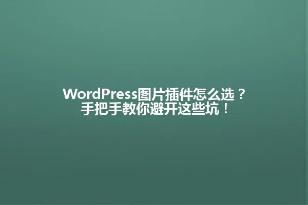 WordPress图片插件怎么选?手把手教你避开这些坑! 一
